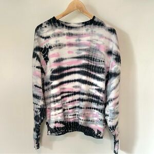 PINK by Victoria’s Secret Pink & Black Tie-dye Crewneck Sweatshirt